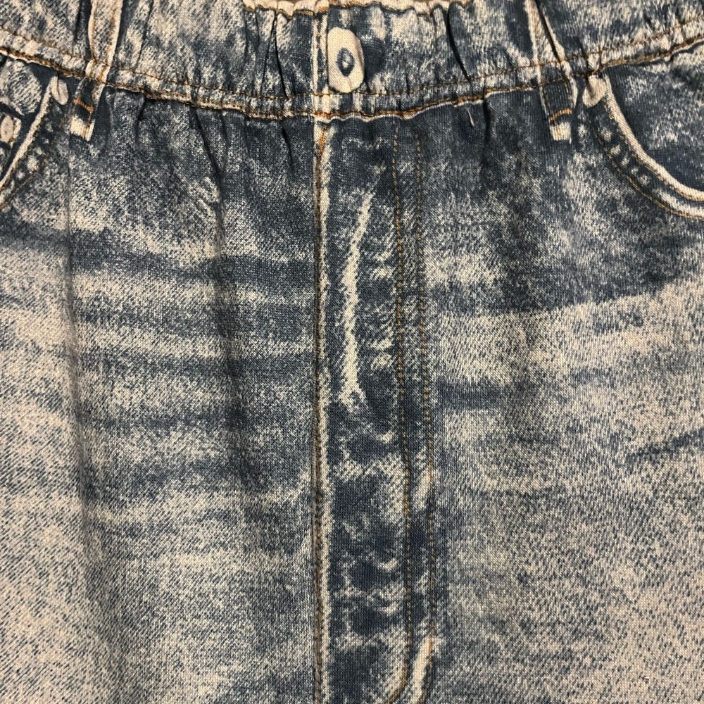 Oddi L Blue Barrel Leg Denim Look Leggings - Picture 5 of 6